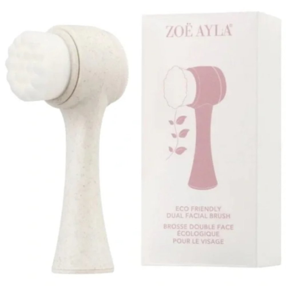 Zoe Ayla Eco Friendly Dual Facial Brush Dual-Action Facial Cleansing Brush New